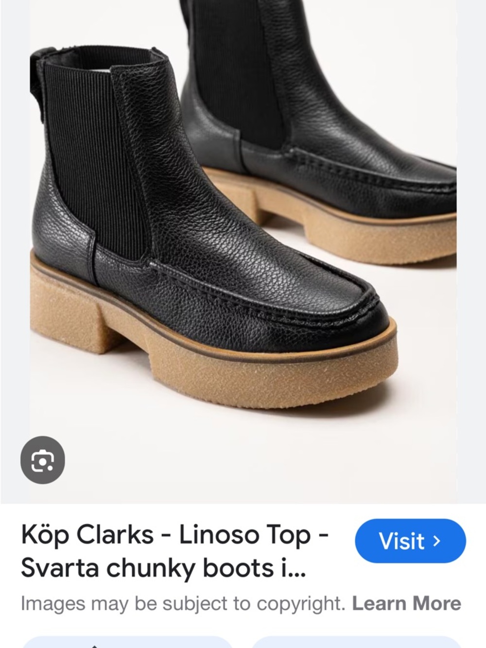 Clarks Black Leather Chelsea Boots with Tan crepe gum sole
